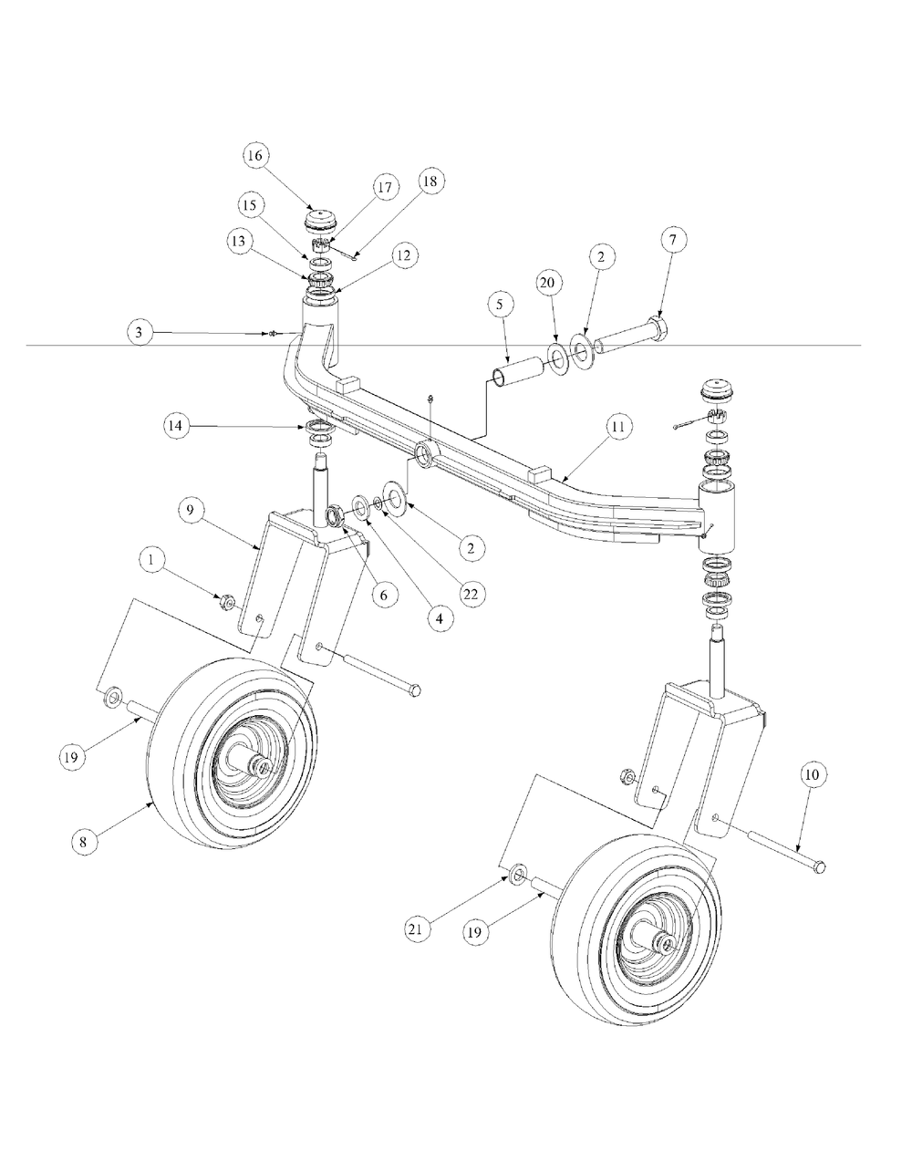 Front Caster Assembly Diagram and Parts List for M72-GN33 53BB5FJZ750-33HP-OHV Cub Cadet Lawn Tractor